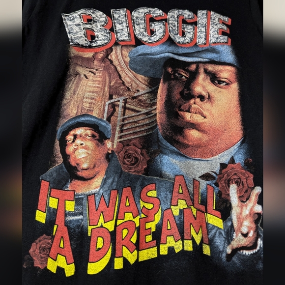 Notorious BIG It Was All a Dream Graphic 90s Rap Hip Hop Tshirt in Black: Small - Picture 2 of 4